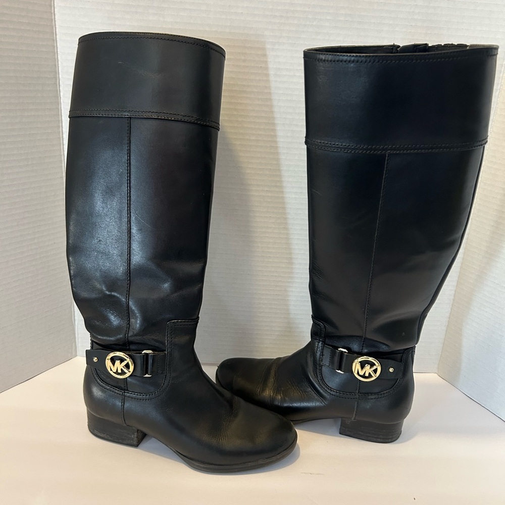 Michael Kors Black Hartland Boots: Women’s Size 5. With Gold Detail - Picture 10 of 14